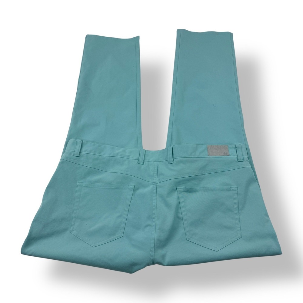 Peter Millar Men's Teal Golf Chinos Pants Size 40x30 Flat Front Polyester - Picture 2 of 8